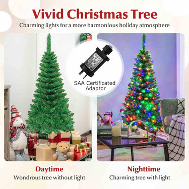 1.37/1.98/2.29 M Artificial Pencil Christmas Tree with Tips and LED Lights