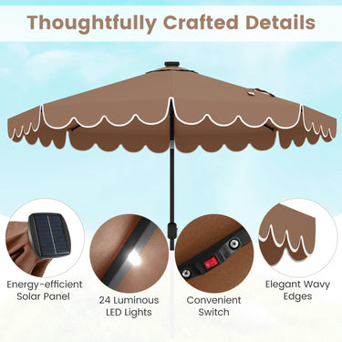 2.8M Solar Patio Umbrella with 24 LED Lights