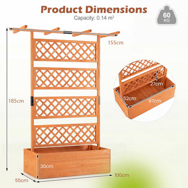 Planter Box with Trellis, 185cm Raised Garden Bed Privacy Screen
