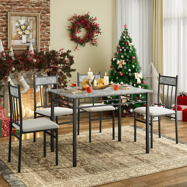 5-Piece Dining Table Set with 4 High Back Chairs & 1 Rectangular Table