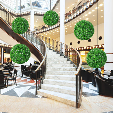 2 Pieces Holly Artificial Topiary Balls with White Flowers