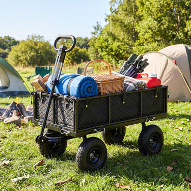 Heavy Duty Metal Garden Cart, 880 lbs Utility Wagon Flatbed with Removable Oxford Cloth Liner