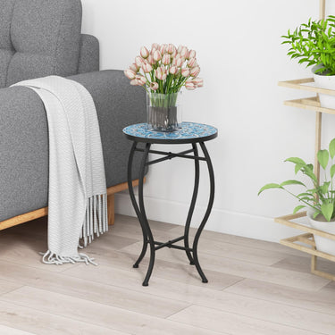 Porch Plant Stand, Side Table, Outdoor Mosaic Accent Table