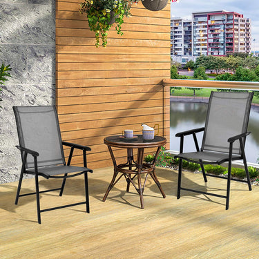 Patio Folding Chair Set of 2, Portable Outdoor Dining Chair with Breathable Fabric, Steel Structure, Foldable Design