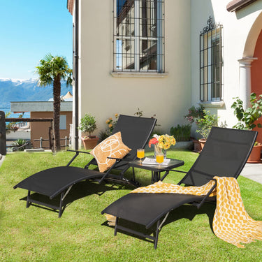 Foldable&Stackable Chaise Lounge Chairs, Patio Chaise Lounges w/5-level Adjustable Backrest&Armrests - PatiojoyAU