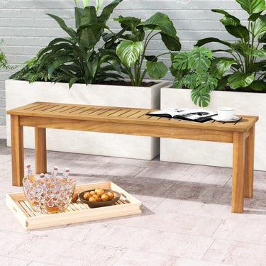Acacia Wood Outdoor Dining Bench, Patio Rustic Wood Bench for Dining Room Entryway Poolside Garden - PatiojoyAU