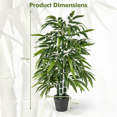 2 Pack Tall Fake Bamboo Artificial Potted Tree with 3 PE Trunk