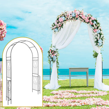 Metal Garden Arch, 240 cm Backdrop Stand for Various Climbing Plants, Assembly Freely Pergola Arbor - PatiojoyAU