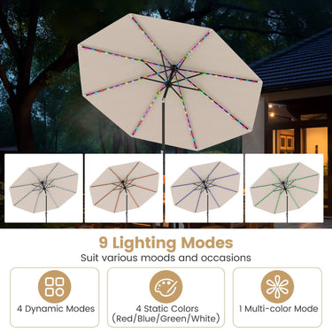 3 m Solar Patio Umbrella with 96 LED Lights