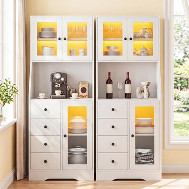 Giantex 163CM Tall Kitchen Pantry Cabinet, Freestanding Coffee Bar Cabinet