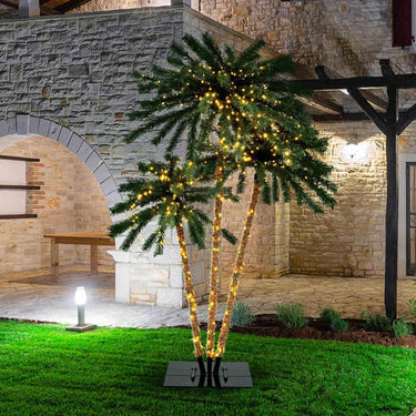 Artificial Lighted Palm Tree with Metal Base 157 Branch Tips