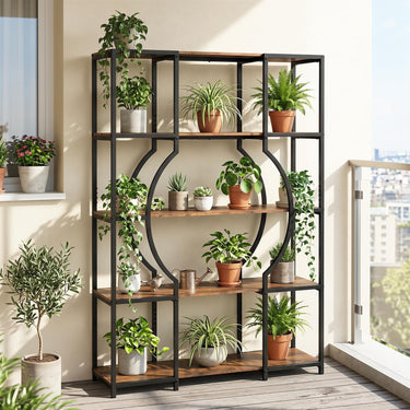 Tall Bookshelf 5-Tier Industrial Display Shelf with Open Shelves