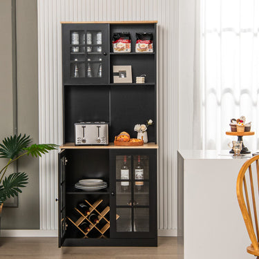 Giantex Kitchen Buffet Sideboard with Hutch, 183cm Freestanding Pantry Cabinet with Adjustable Shelf