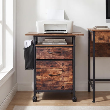 2-Drawer Mobile File Cabinet, Rolling Printer Stand with Extended Tabletop
