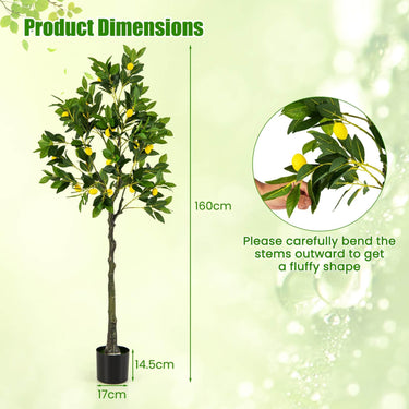 160cm Artificial Lemon Tree Fake Lemon Plant with Lemon Fruits