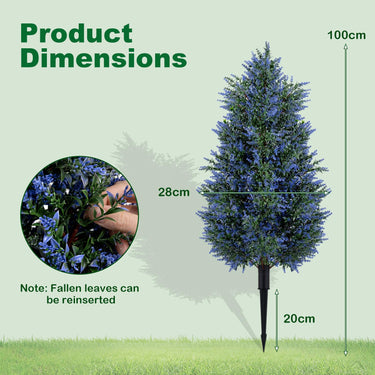2 Pack 100cm Artificial Lavender Topiary Trees, Sun-Resistant Faux Cone Bushes