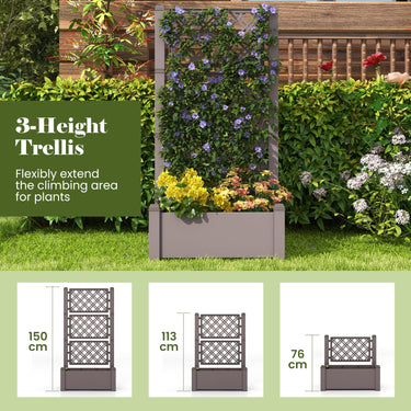 Outdoor Planter Box with 3-Height Trellis, Self-Watering Raised Garden Bed Trellis with Water Level Indicator - PatiojoyAU