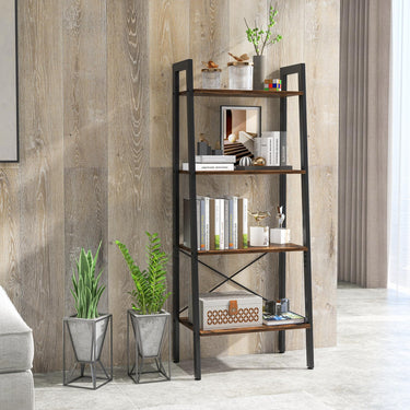 4-Tier Industrial Display Shelf with Metal Frame for Home/Office