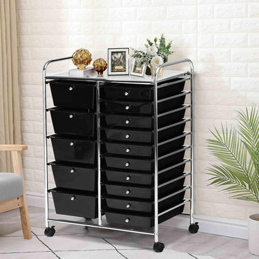 15 Drawer Rolling Storage Cart with Wheels for Home Office
