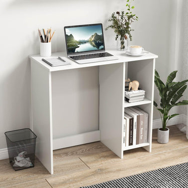 Home Office Computer Desk with 2 Compartments for Small Space