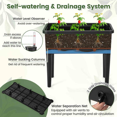 Self-Watering Raised Garden Bed Elevated Planter with Climbing Trellis