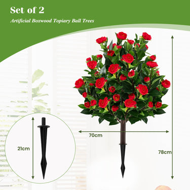 78 cm Artificial Camellia Tree Set with Ground Spikes