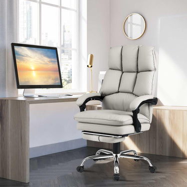 High Back Rolling Computer Chair with Retractable Footrest