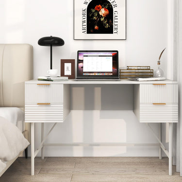 Study Writing Desk with Metal Frame and 4 Drawers for Office or Study
