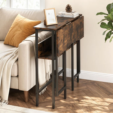 Small Folding Desk with Storage Shelf and Drop Leaf for Home Office