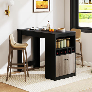120cm Bar Table with Storage Cabinet Kitchen Counter Height Dining Table