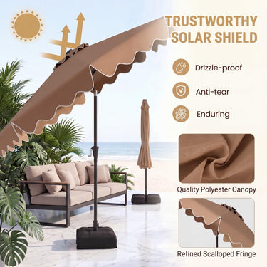 3M Solar LED Patio Umbrella with Weighted Base and Sandbags