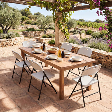 Curved PP Seat, Ergonomic Backrest, Metal Legs, Carry Handle, Indoor Outdoor Modern Dining Chairs for Party Picnic Kitchen