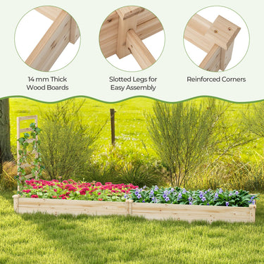 Raised Garden Bed w/Planter Box & Trellis, Outdoor Wooden Planter Box Kit for Flower - PatiojoyAU