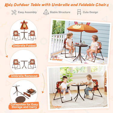 Toddler Outdoor Activity Table with 2 Folding Chairs & a Height Adjustable Umbrella