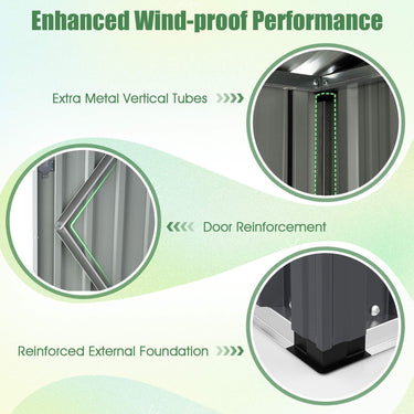 1.5 x 0.9M Outdoor Storage Shed Galvanized Metal Tool House