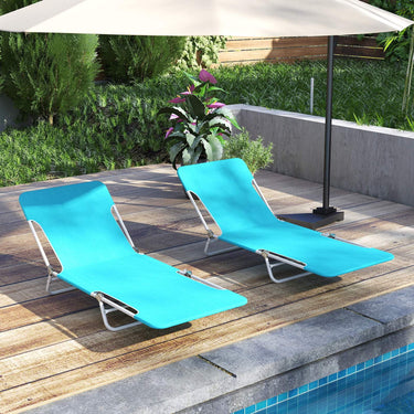2 Pieces 5-position Outdoor Folding Chaise Lounge with Carry Strap for Patio