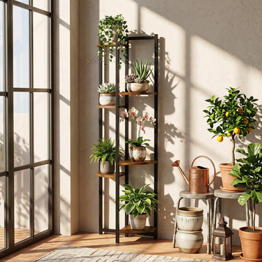 6-Tier Plant Stand, Tiered Storage Shelf w/6 Fan-Shaped Shelves