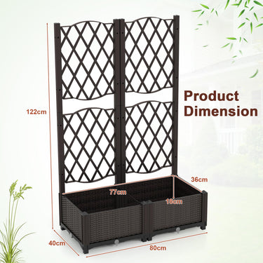 Raised Garden Bed with Trellis, Freestanding Double Planter Box