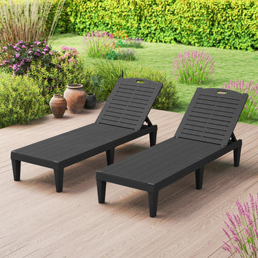Chaise Lounge Chairs Set of 2, Outdoor PP Lounge Chairs