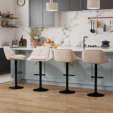 Bar Stools Set of 2 Modern Adjustable Chenille Upholstered Barstools with Footrests