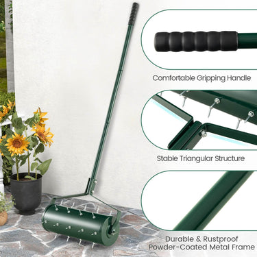Heavy-Duty Rolling Aerator for Lawn Care Filled Sand Stone