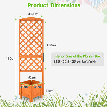 Raised Garden Bed with Trellis, 180 cm Tall Indoor & Outdoor Free-Standing Planter with Raise Feet