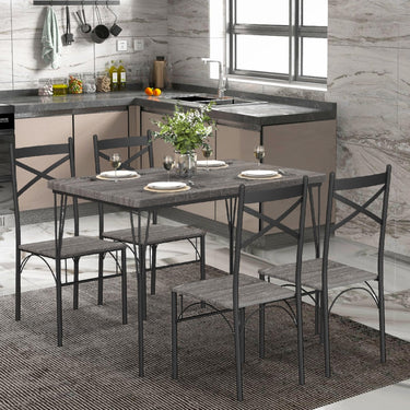 Modern Rectangular 5-Piece Dining Table Set with Metal Frame