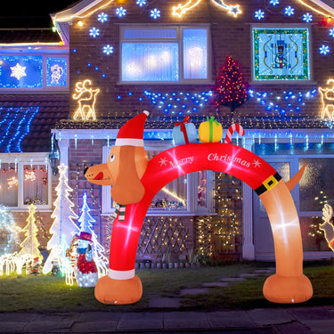 242CM Tall Christmas Inflatable Dachshund Arch with LEDs & Built-in Air Blower
