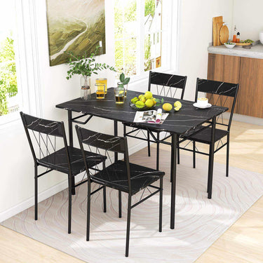 5-Piece Dining Table Set for 4 with Kitchen Table and 4 Dining Chairs and Metal Frame