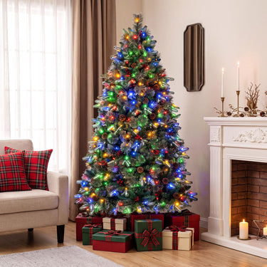 180cm Balsam Fir Christmas Tree, Pre-Lit, Hinged