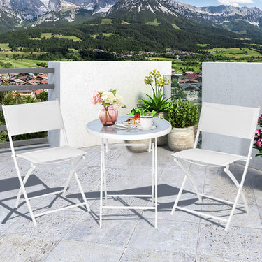 Bistro Table Set, 3 Piece Patio Bistro Set, Outdoor Folding Table and Chairs