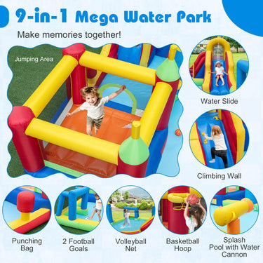 Inflatable Water Slide Bounce House 9-in-1 Jumping Castle