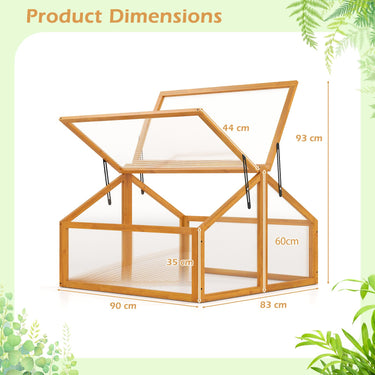 Wood Cold Frame Greenhouse with Transparent Double-Side Openable Roof, Small Indoor Outdoor Hot House