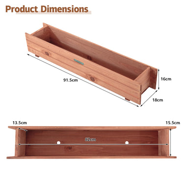 Raised Garden Bed, Fir Wood Planter Box for Vegetable Fruits Herb Grow, 91.5 x 18 x 16 cm - PatiojoyAU